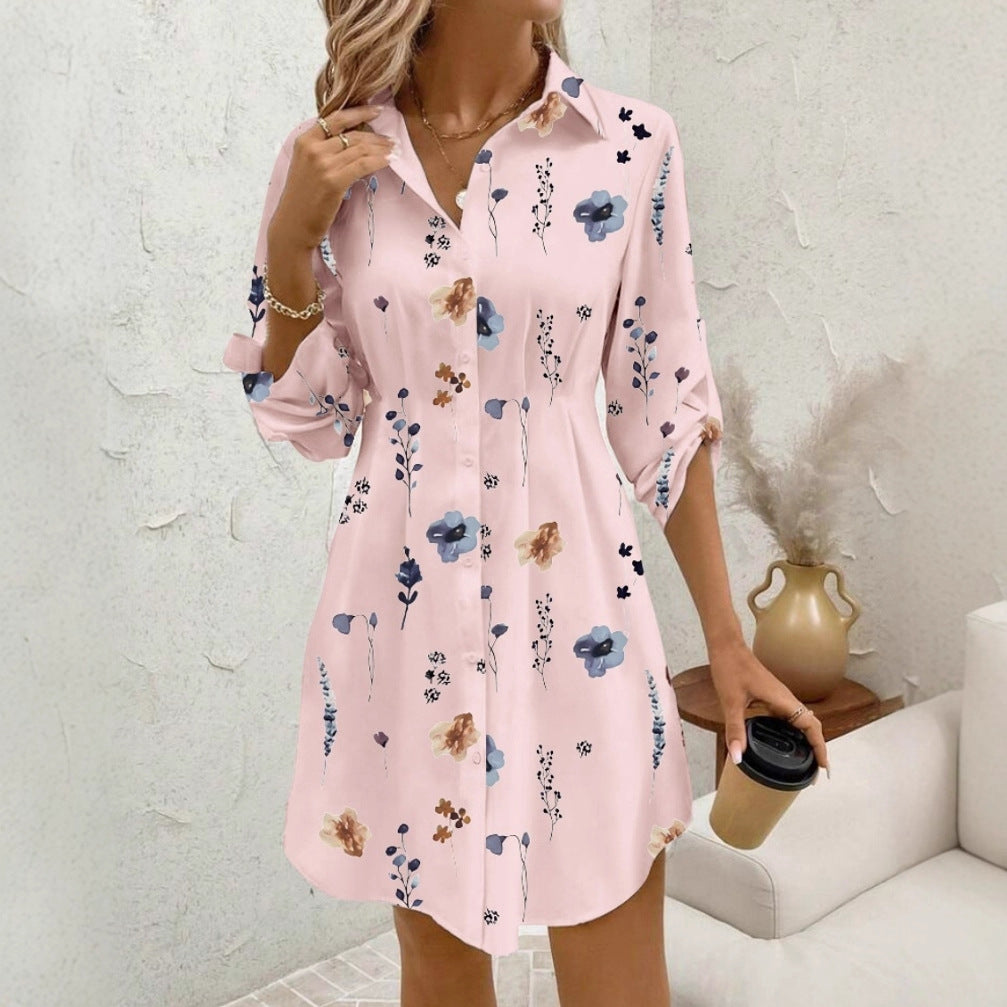 Robe à Manches Longues | Imprimé Floral Élégant