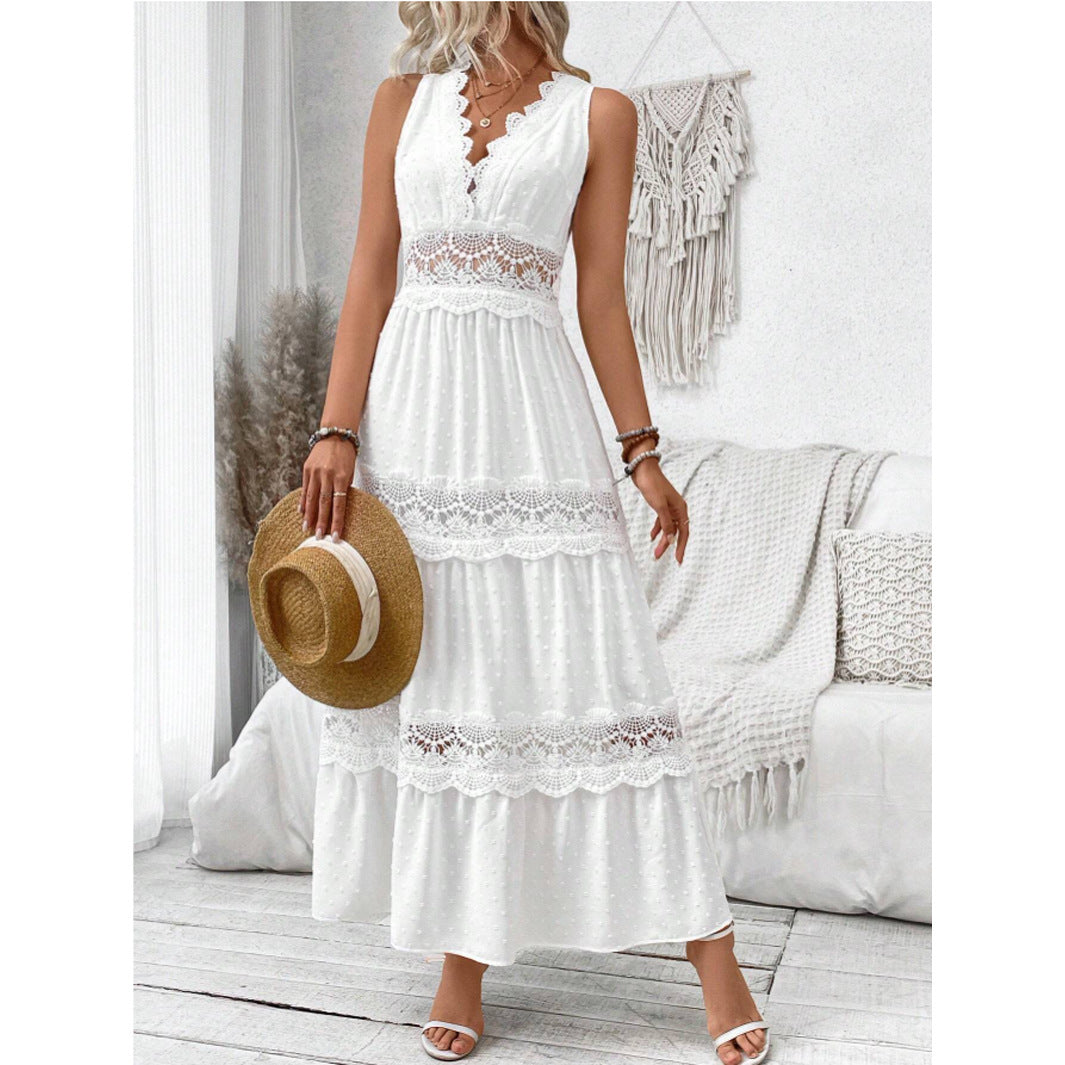 Robe Col V en Dentelle