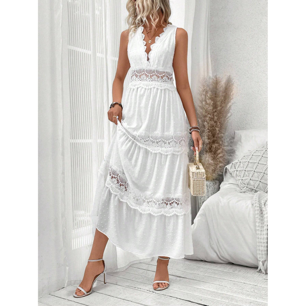 Robe Col V en Dentelle