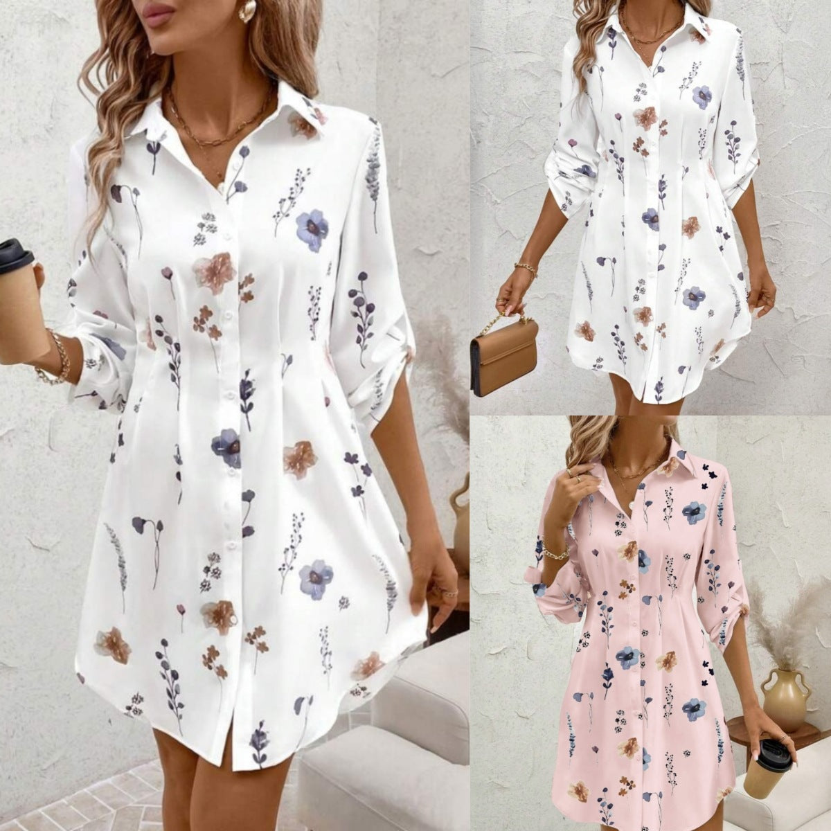Robe à Manches Longues | Imprimé Floral Élégant
