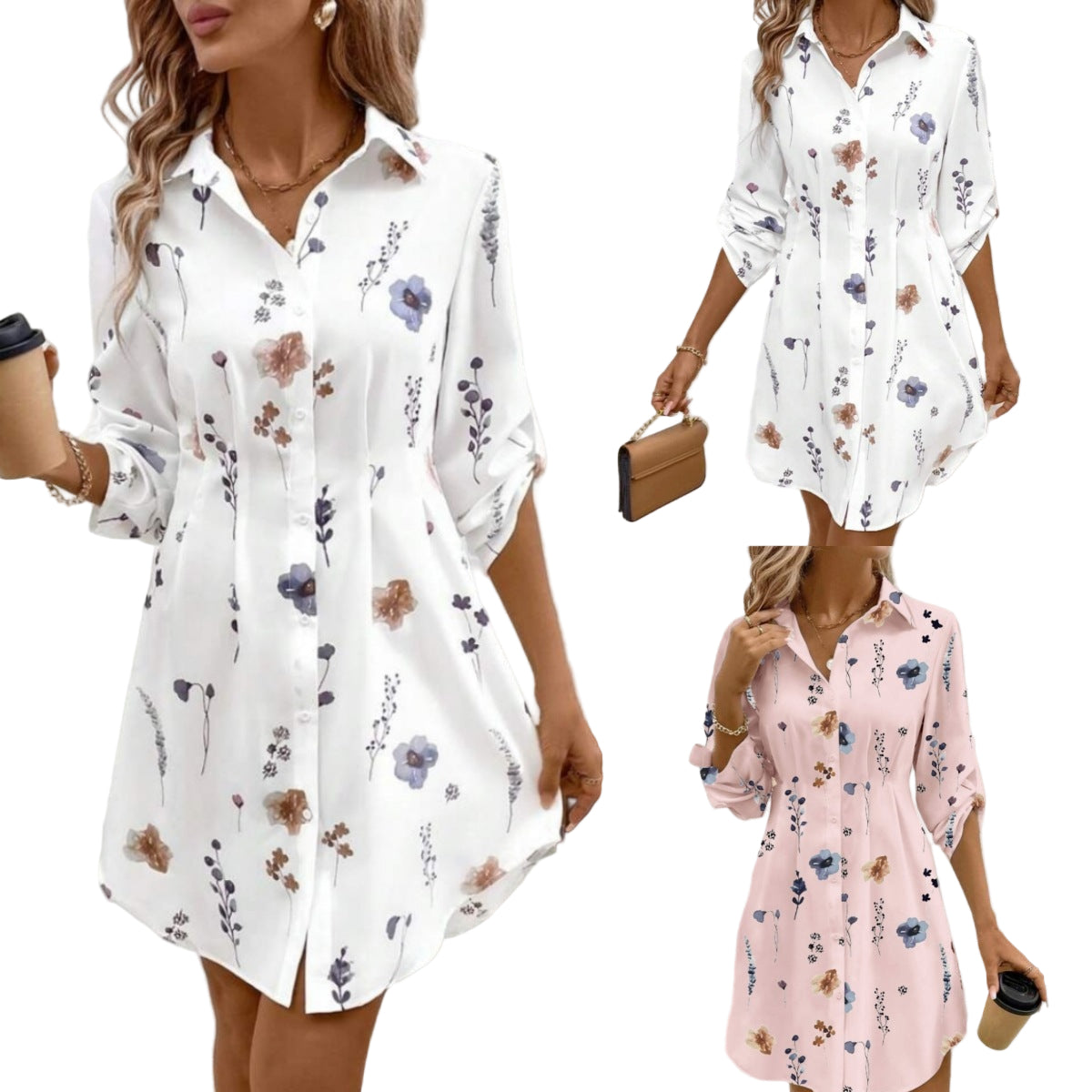 Robe à Manches Longues | Imprimé Floral Élégant