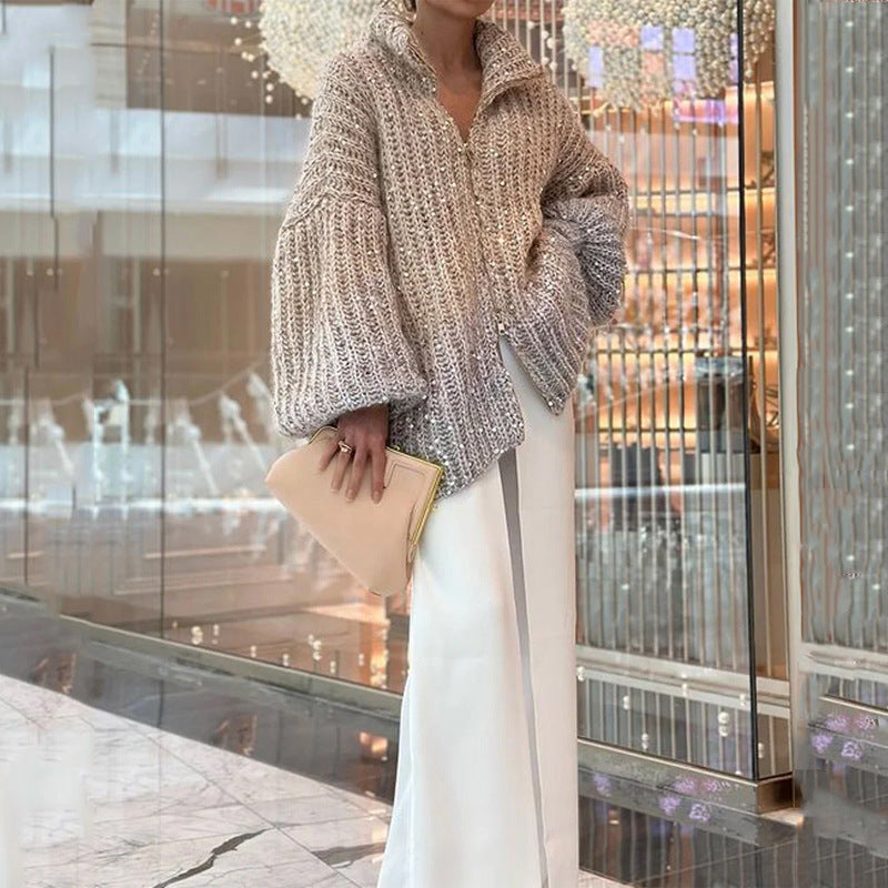 Manteau en maille pailleté – Coupe loose