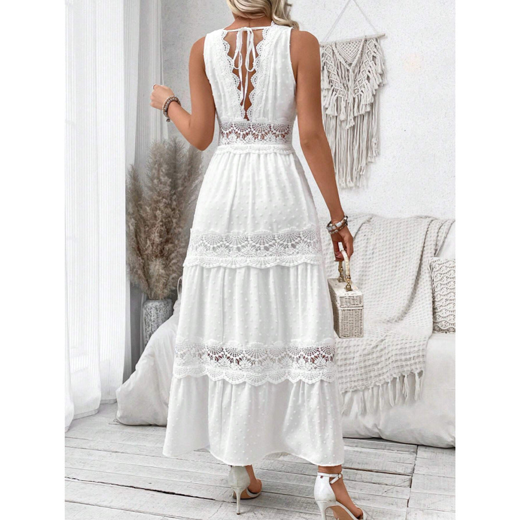 Robe Col V en Dentelle