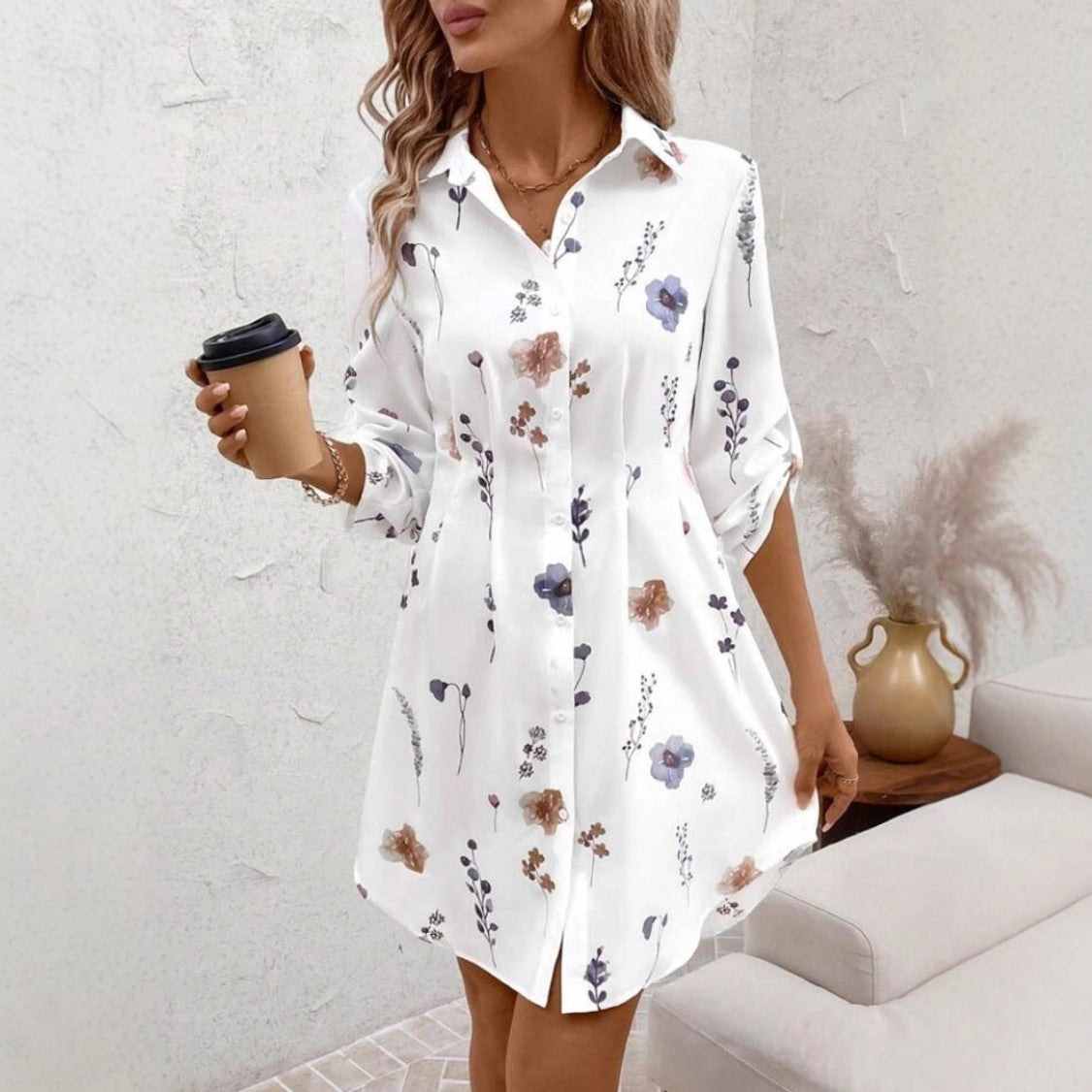 Robe à Manches Longues | Imprimé Floral Élégant