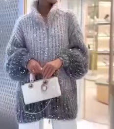 Manteau en maille pailleté – Coupe loose