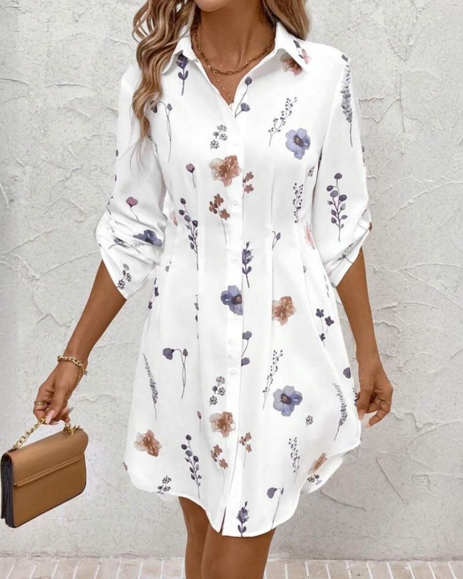 Robe à Manches Longues | Imprimé Floral Élégant