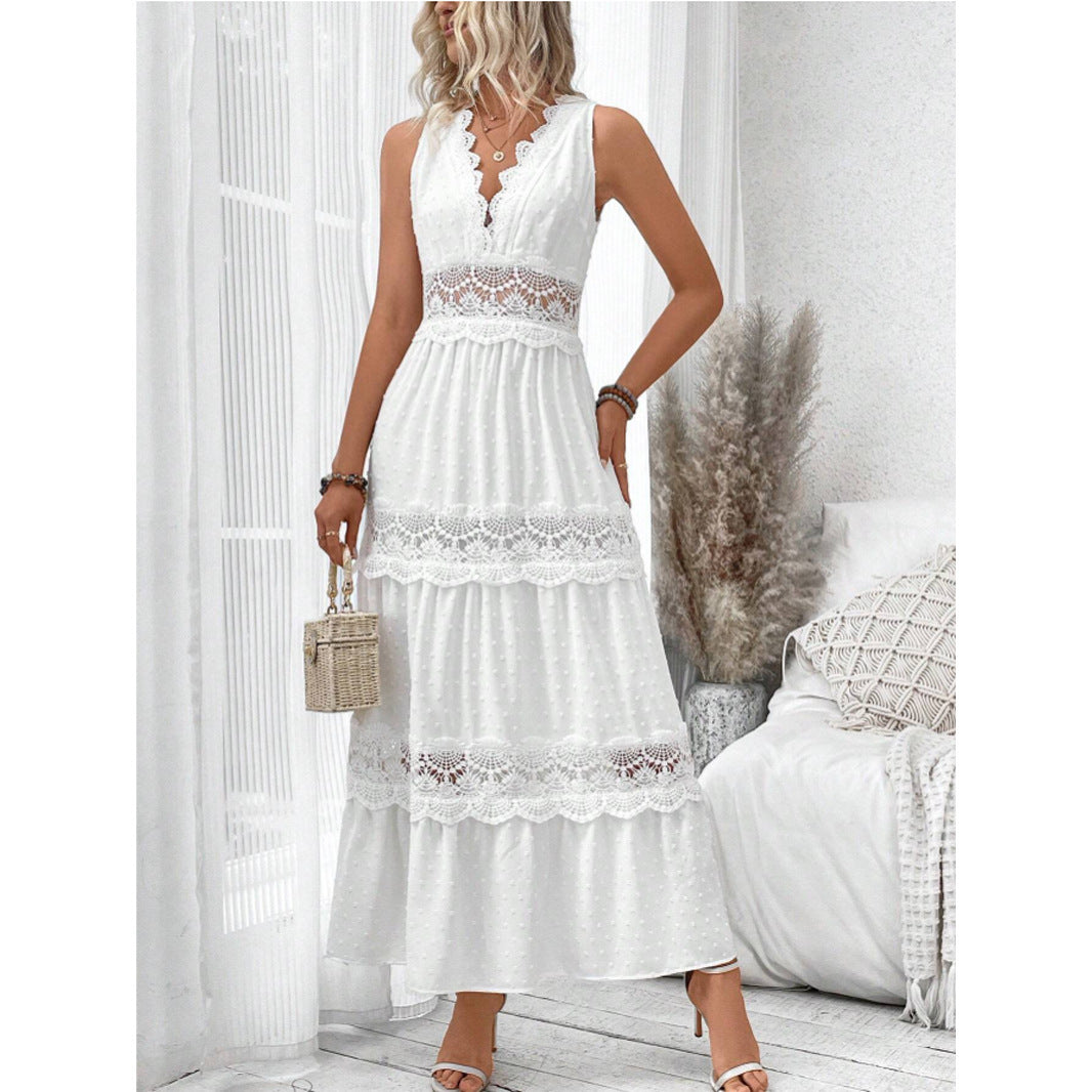 Robe Col V en Dentelle