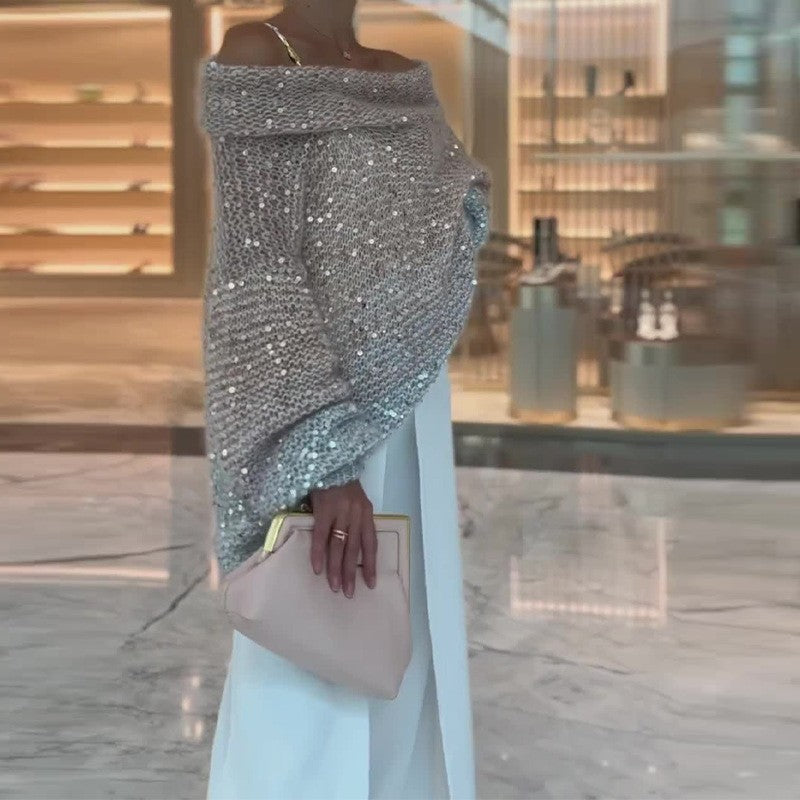 Manteau en maille pailleté – Coupe loose