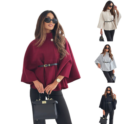 Cape Élégante à Col Montant et Ceinture