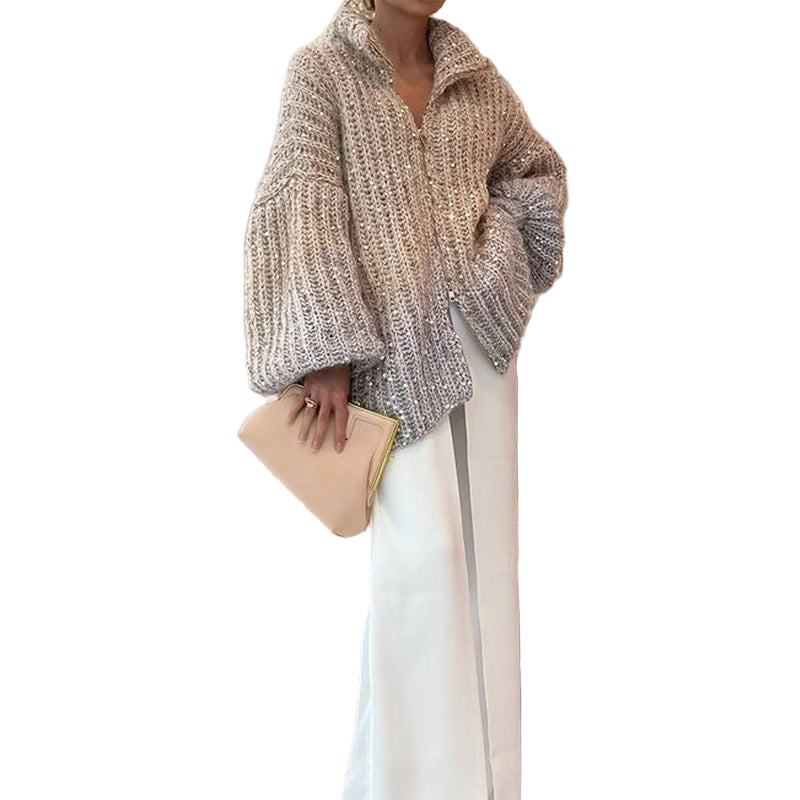 Manteau en maille pailleté – Coupe loose