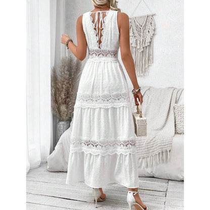 Robe Col V en Dentelle