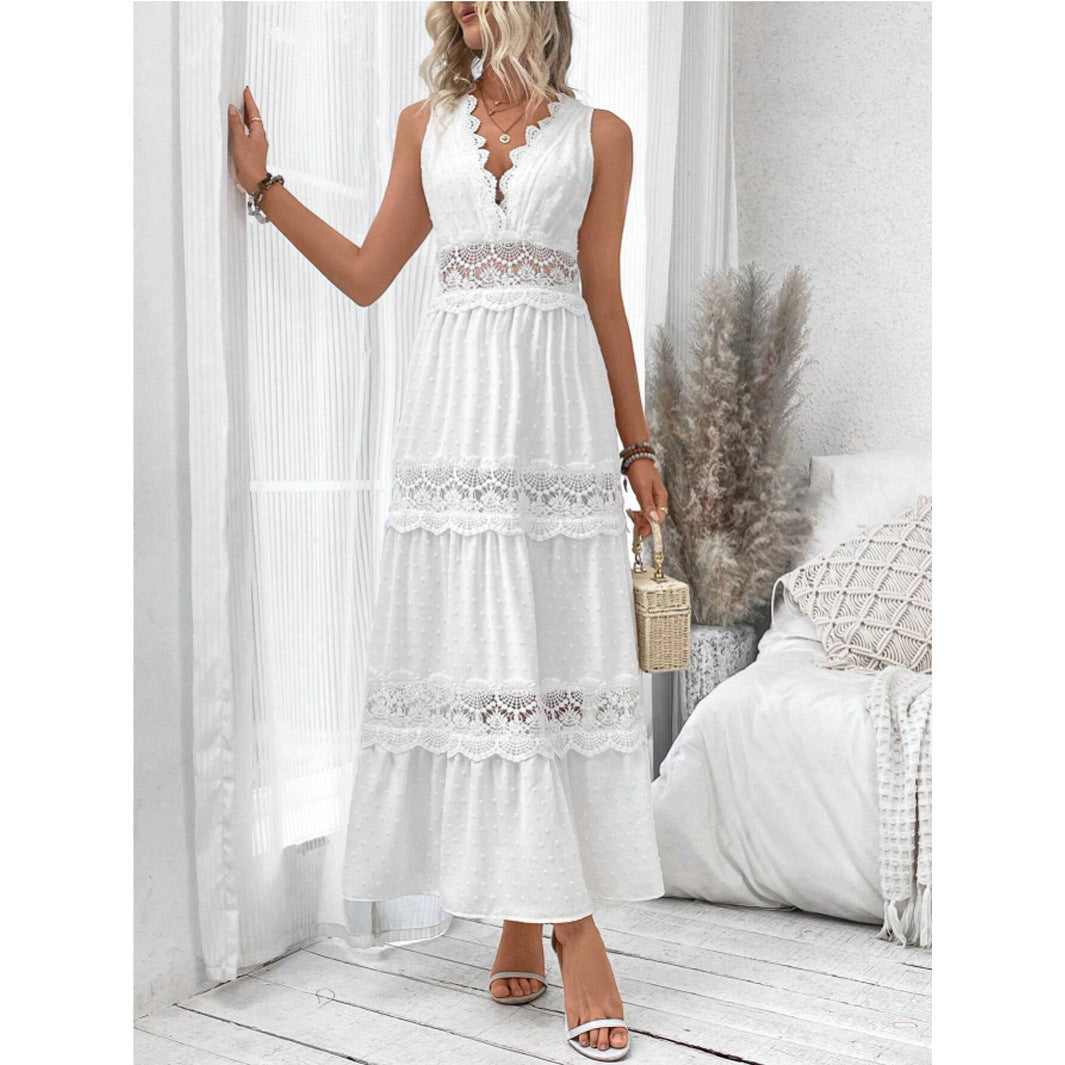 Robe Col V en Dentelle