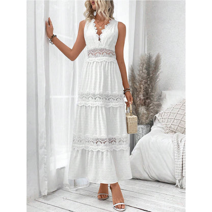Robe Col V en Dentelle
