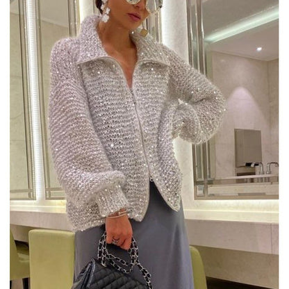 Manteau en maille pailleté – Coupe loose