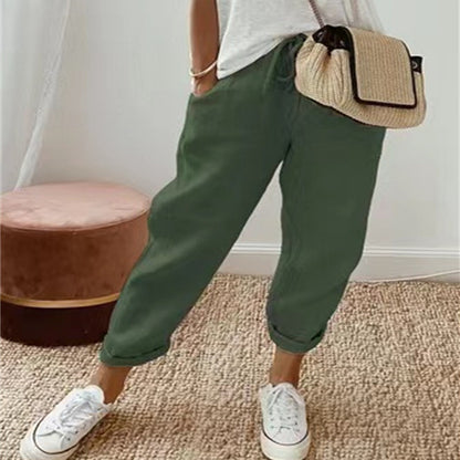 Pantalon Décontracté en Coton et Lin